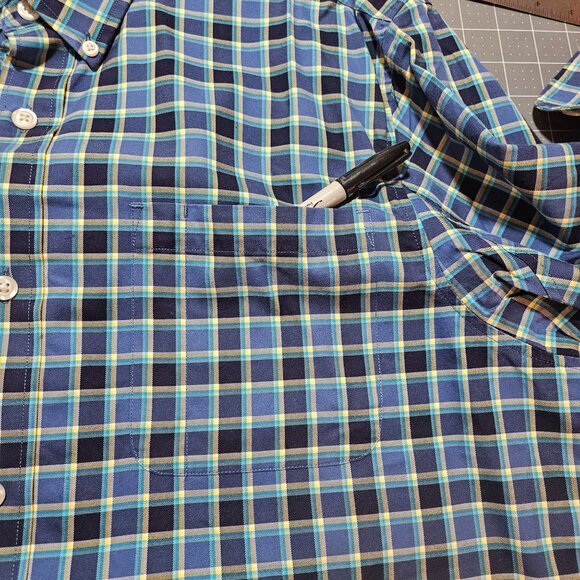 Mens Duluth Trading Co. Blue Plaid Long Sleeve Button-Down Shirt Cotton Blend Cl - Picture 11 of 16